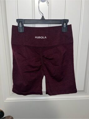 Aurola Women's High-Waist Maroon Seamless Bike Shorts